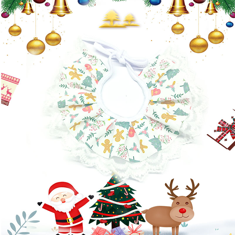 Pet Bandana Costumecat Dog Cute Christmas Sweet Comfortable Double Layer Lace Princess