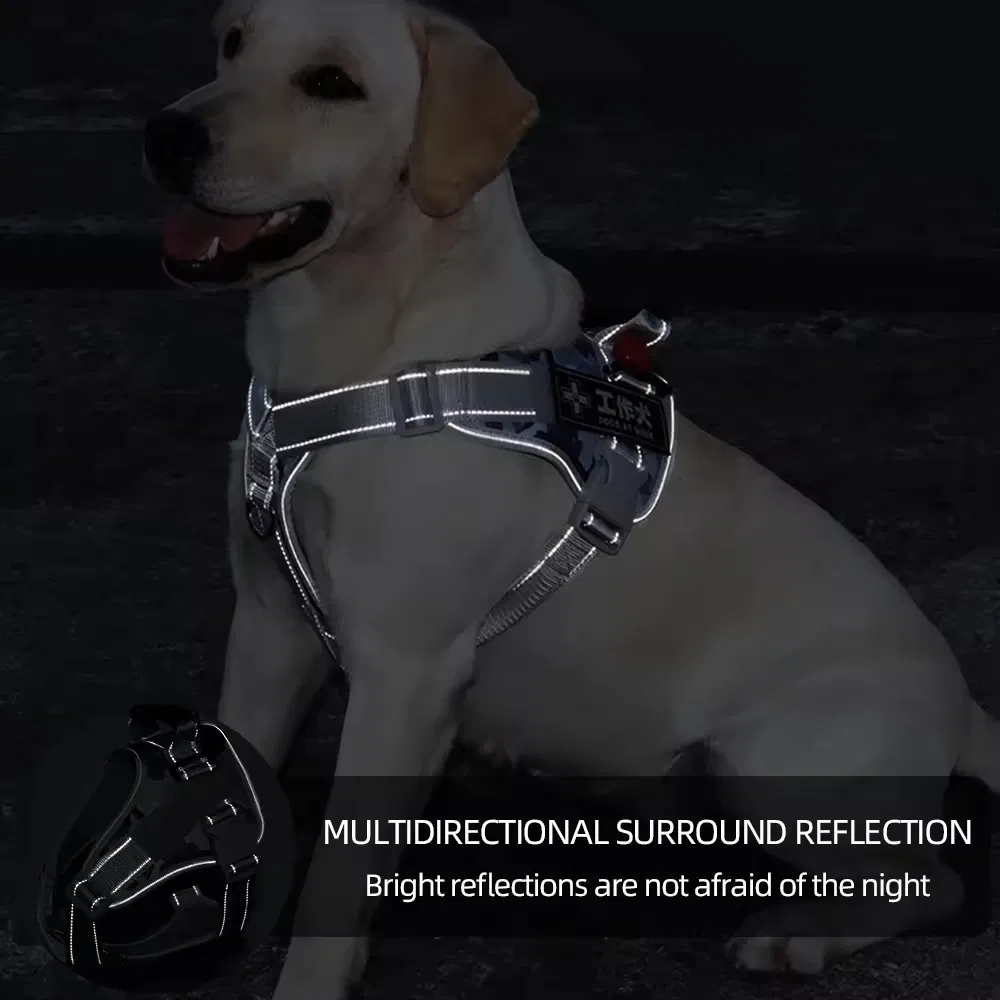 Wholesale Durable Fabric Nylon Cat Dog Harness and Leash Soft Air Mesh Flashing Horse Training Harness Vest Waterproof Medium Large Pet Supply Dog Harness