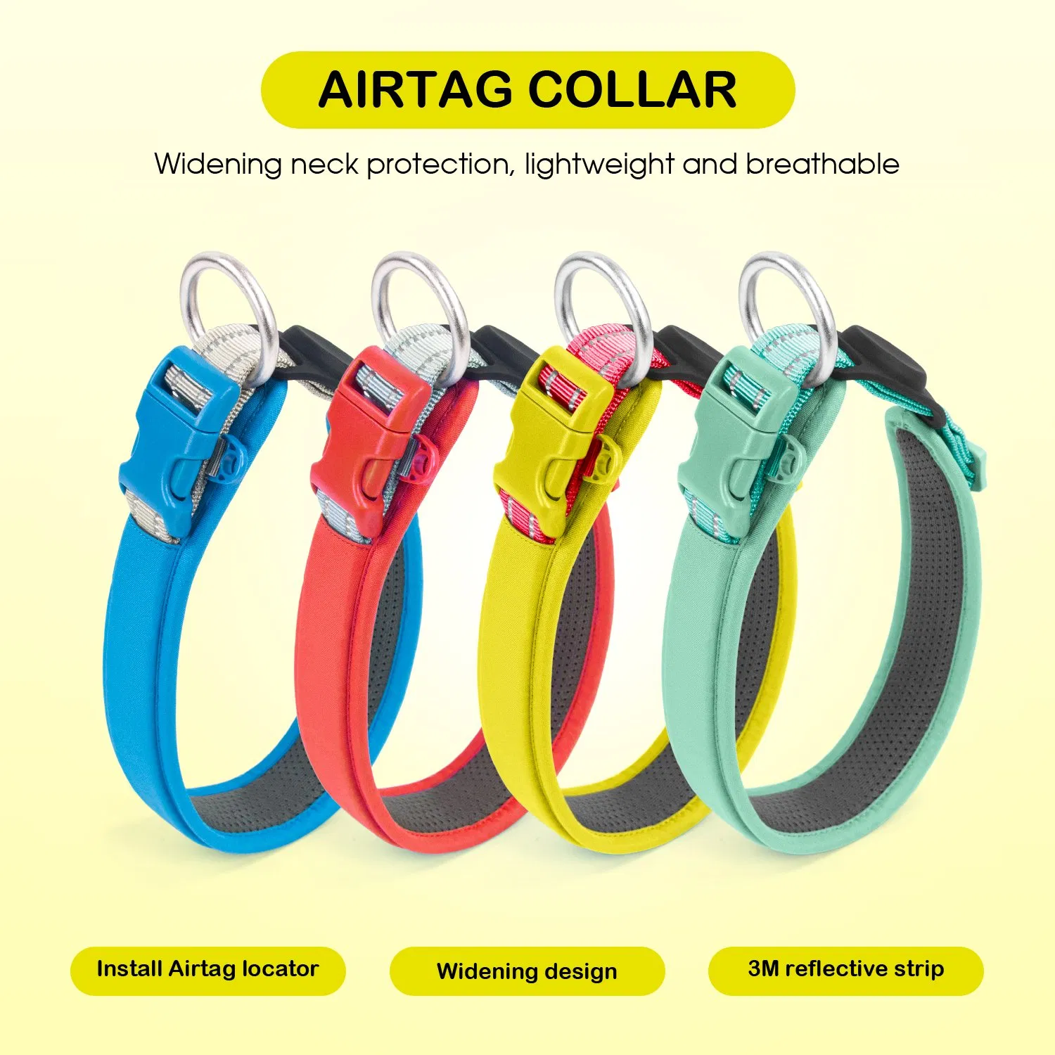 Airtag Collar New Design Durable Dog Collars Custom Dog Calming Collar with Quick Release Buckle for Pet Dogs Outdoors