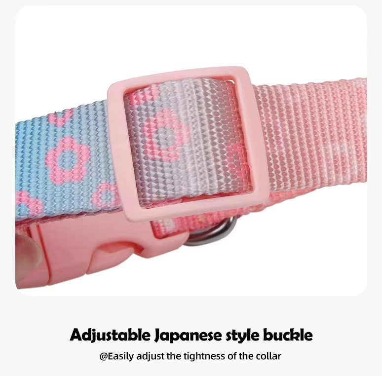 New Dopamine-Inspired Colour-Block Nylon Soft Pet Collar Printed Engraving Reflective Anti-Lost Feature for Medium Large Dog