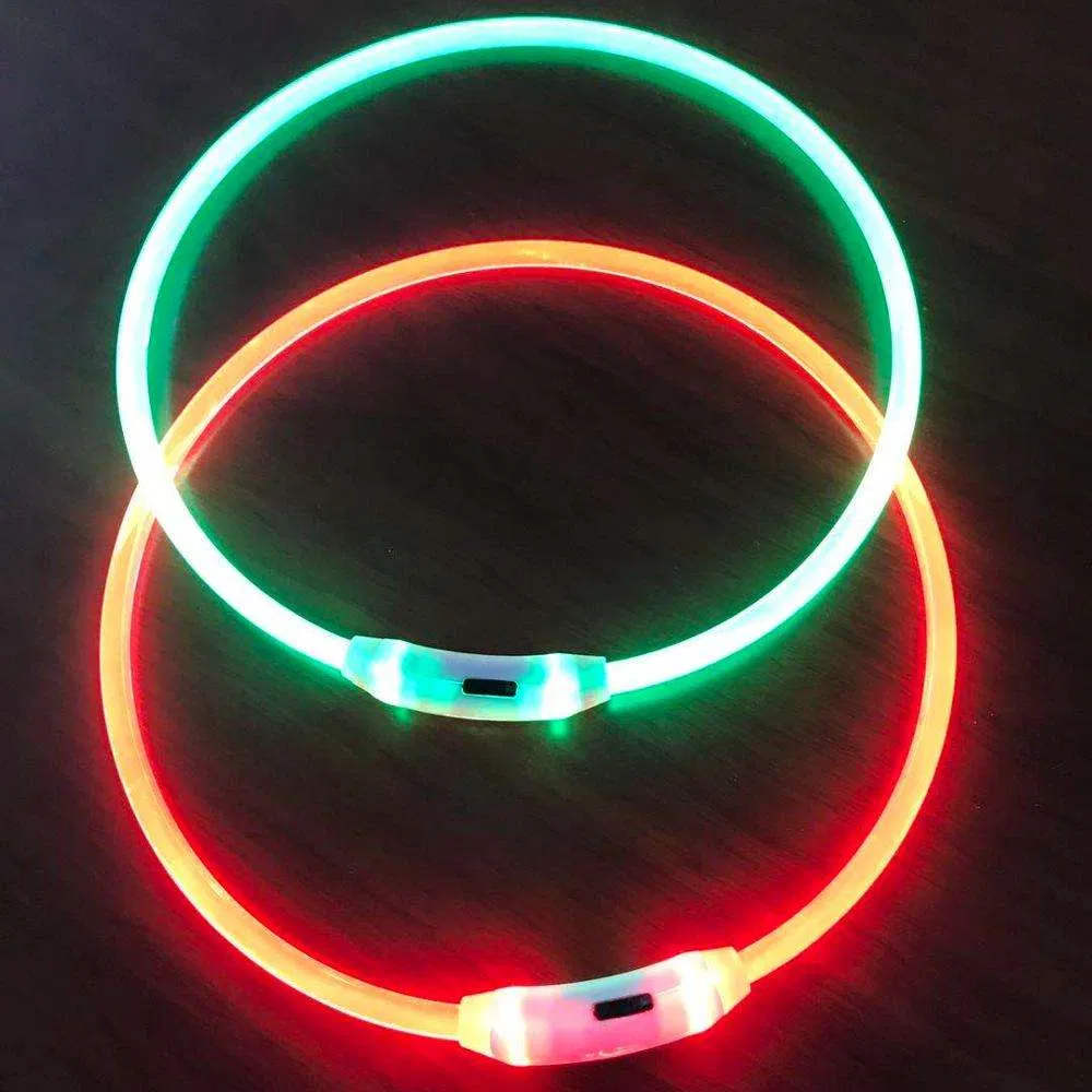 Light up Dog Collars Rechargeable Lights Night Walking Universal Reusable Safety Necklace