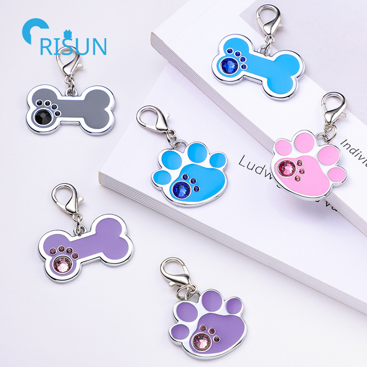 Customized Bone Paw Shape Blanks for Laser Engraving Printing Dog Cat Pet Name Contact ID Airtag Holder Chain Clip Tags Necklace Personalized for Pets