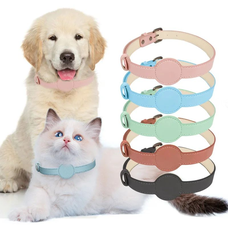Airtag Positioning Pet Collar Leather Adjustable Anti-Lost Positioning Cat Collars Durable Small and Medium-Sized Dogs and Cats Pet Tracker Collar Products