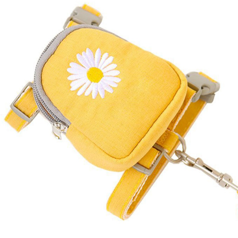 Yellow Color Multi-Function Self Carrier Cats Dogs Pet Backpack Leash Harness Set