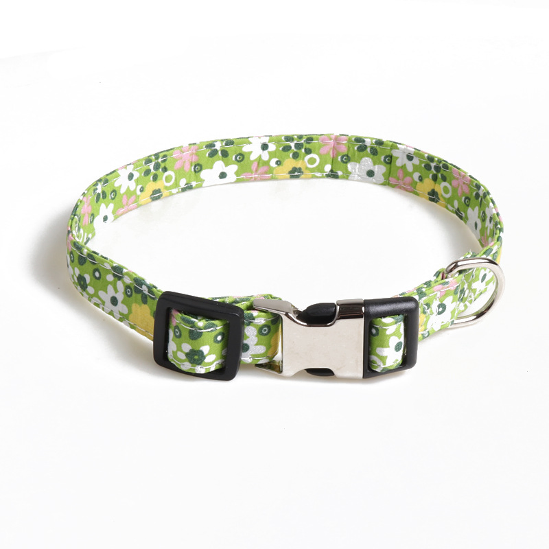 Adjustable Safety Metal Buckle Pet Collar Soft Comfortable Nylon Dog Collars Flower Pattern Pet Collar for Small Cats and Dogs