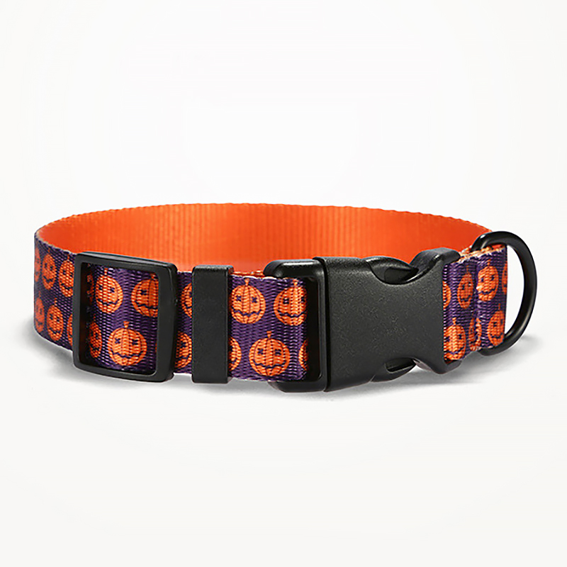 Halloween Pattern Printed Pet Cat Dog Adjustable Nylon Bark Training Leash Collar