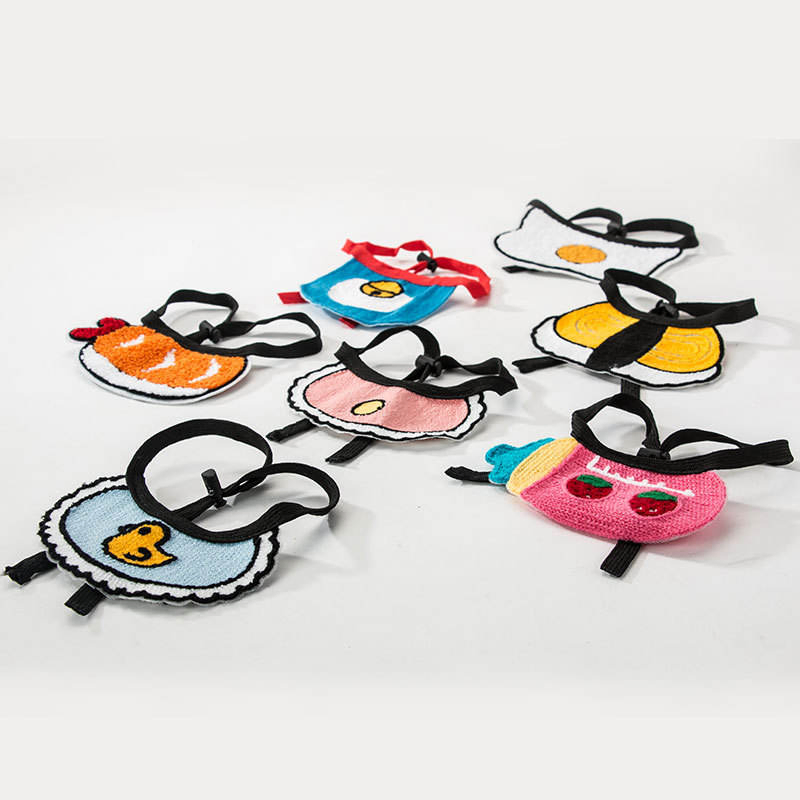 Adjustable Saliva Towel Small Pet Bandana Hand-Woven Knitted Cute Dog