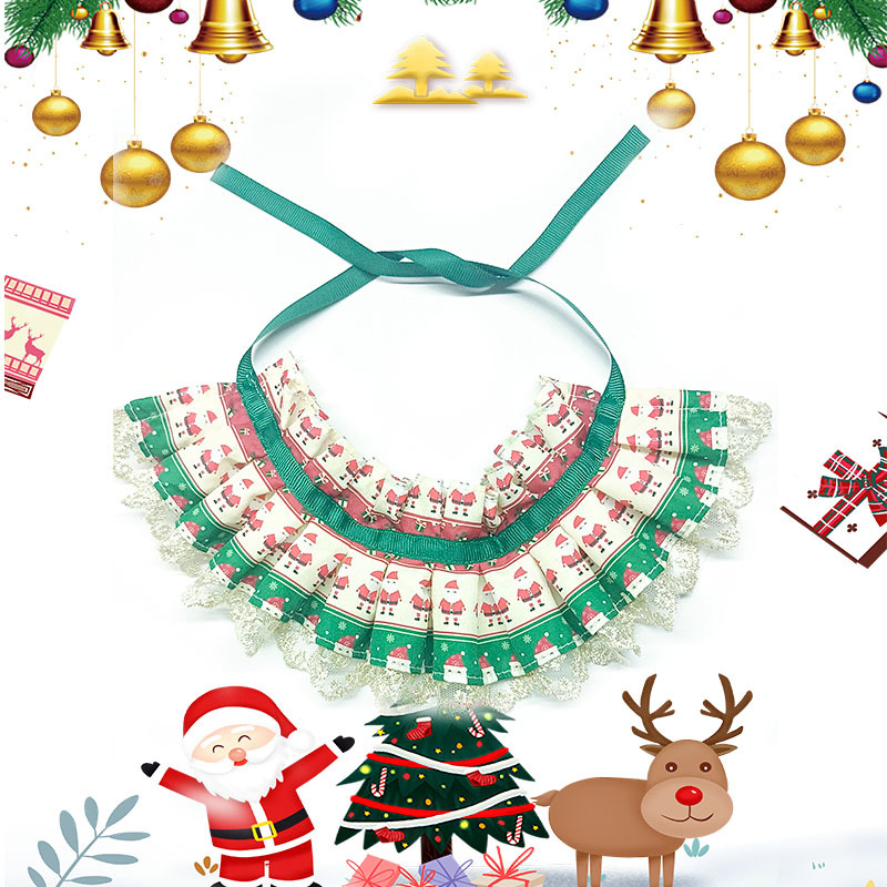 Pet Bandana Costumecat Dog Cute Christmas Sweet Comfortable Double Layer Lace Princess