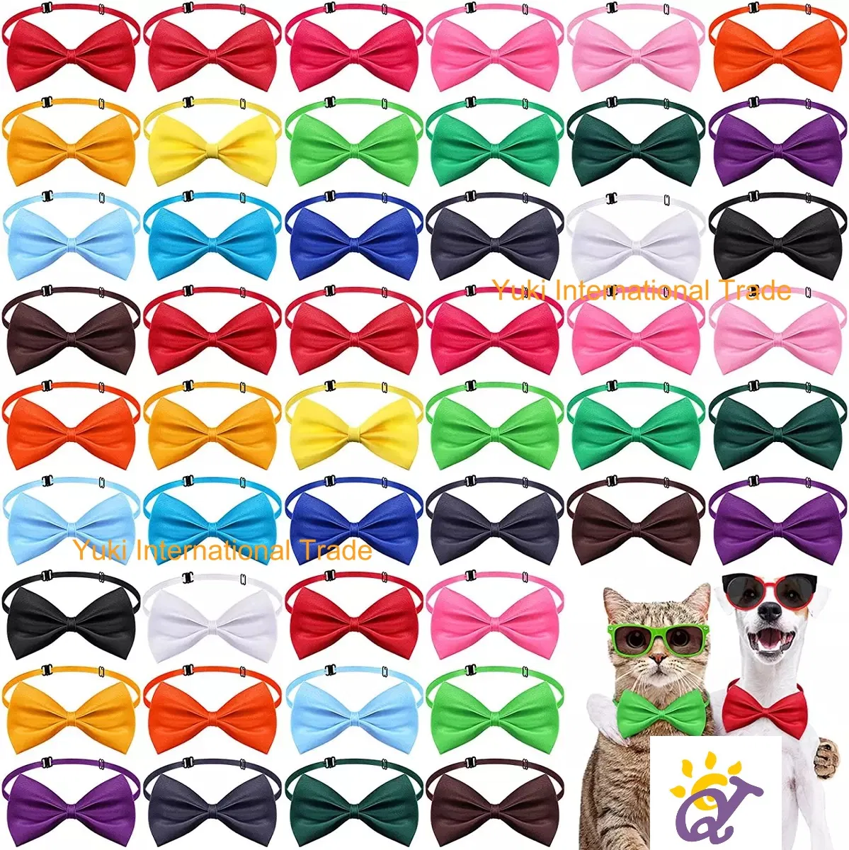 Yuki Customized Handmade Fashionable Pure Color Durable Pet Bow Tie