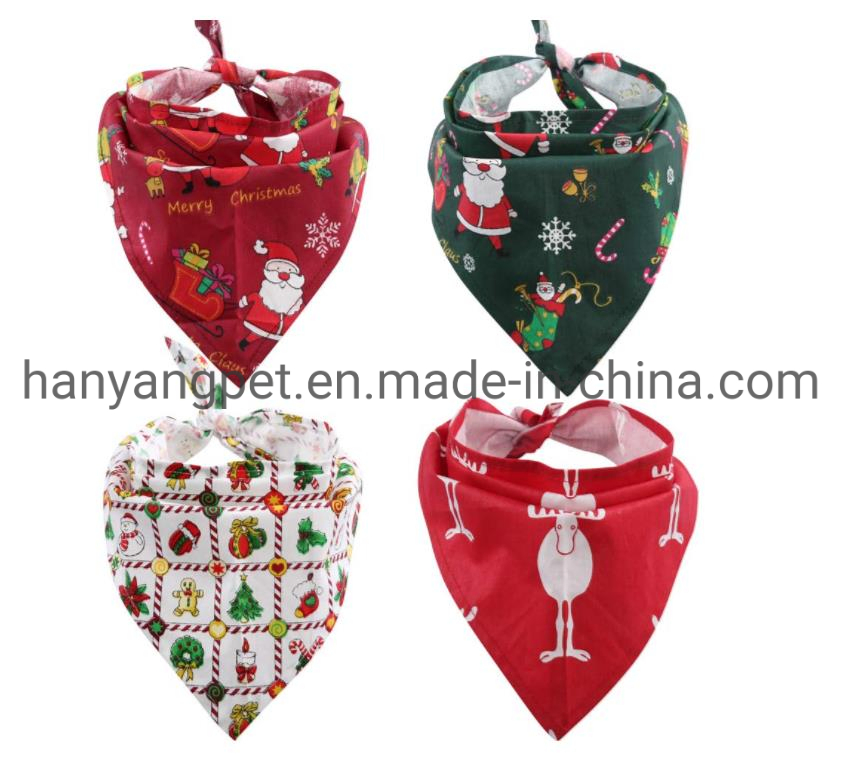 Hanyang Pet Products Pet Accessories Custom Various Pattern Pet Dog Bandannas Pet Dog Bandana for Christmas