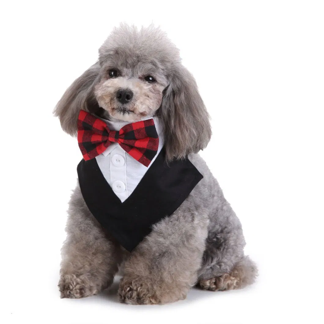 Gentleman Suit Wedding Dog Shirt Formal Stylish Pet Bow Tie Costume High-End Striped Tuxedo