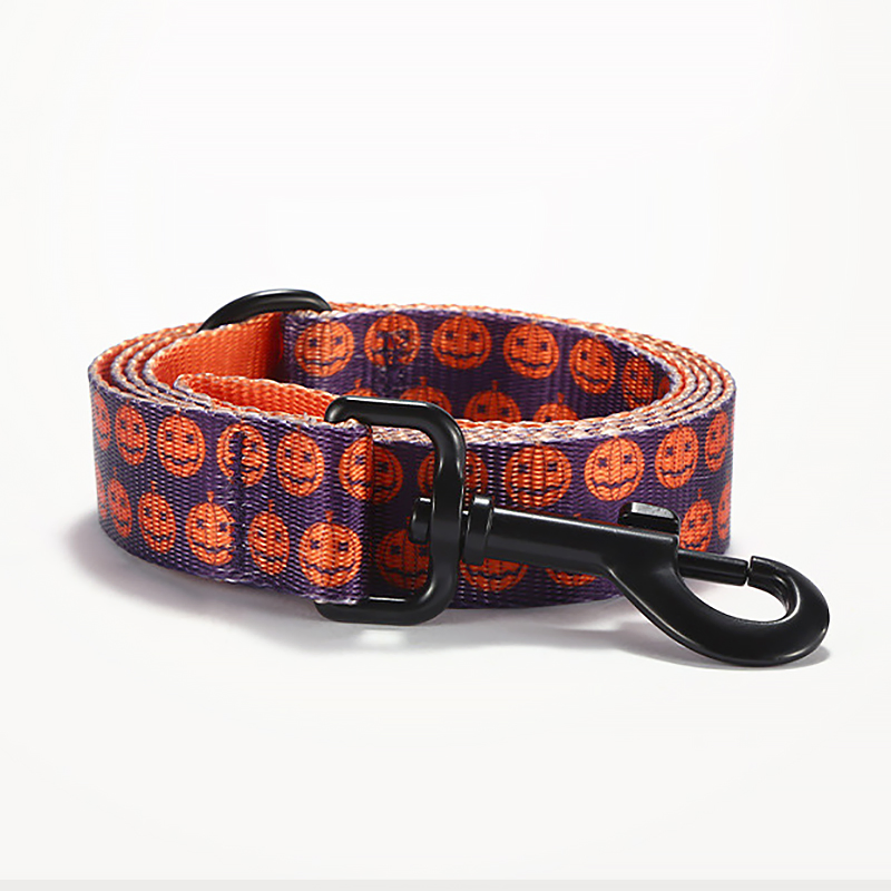 Halloween Pattern Printed Pet Cat Dog Adjustable Nylon Bark Training Leash Collar
