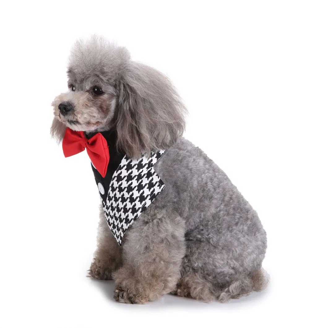 Gentleman Suit Wedding Dog Shirt Formal Stylish Pet Bow Tie Costume High-End Striped Tuxedo
