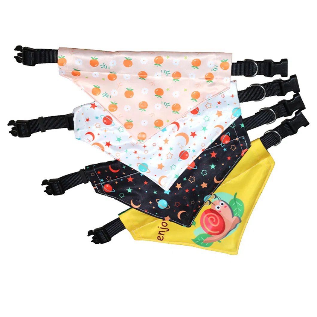 Custom Print Sublimated Dog Scarf Adjustable White Pet Bandanas Accessory