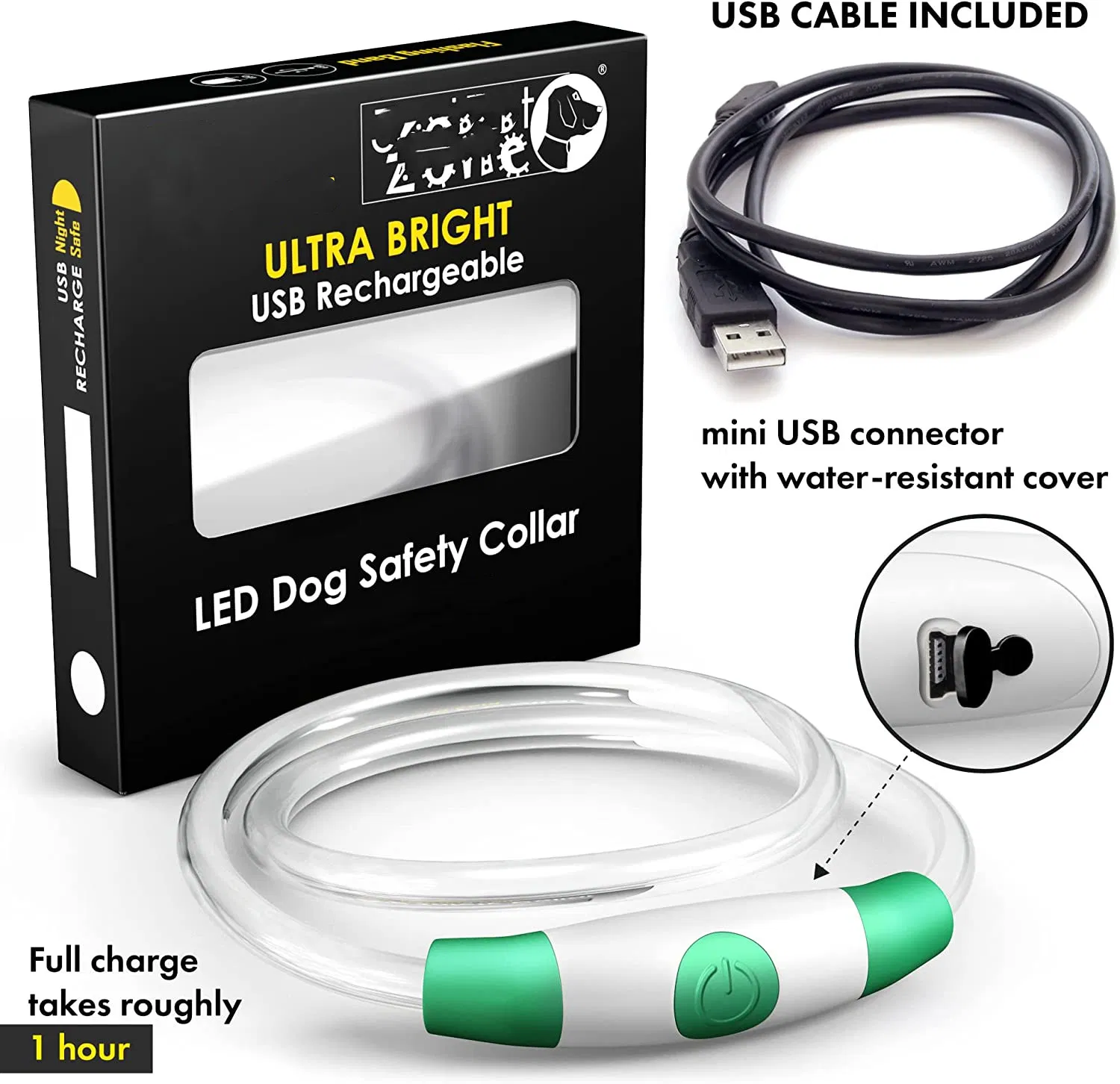 Dog Collar Light for The Dark Silicone Collar Flashing LED Light for Pets