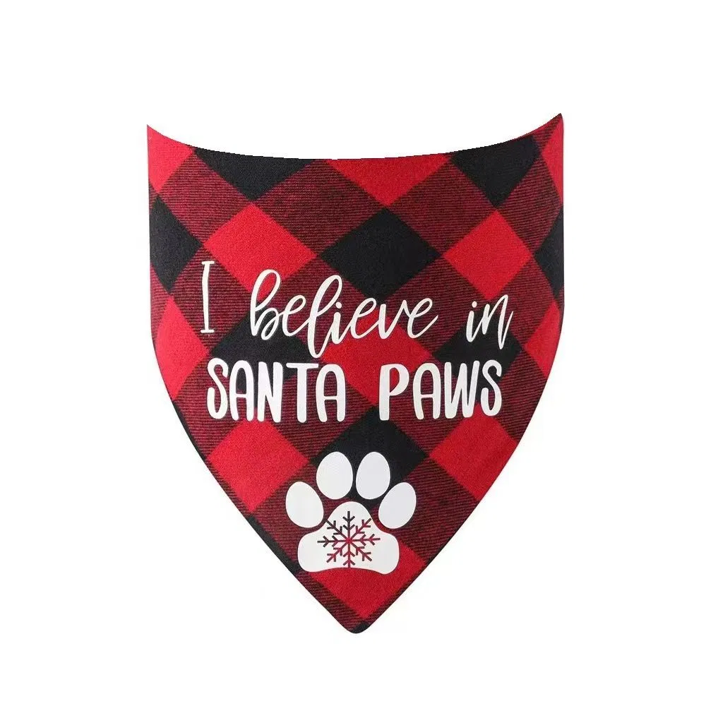New Cotton Gingham Christmas Pet Triangular Scarf Drooling Towel Dog Scarf Cat Bib Collar Bibs