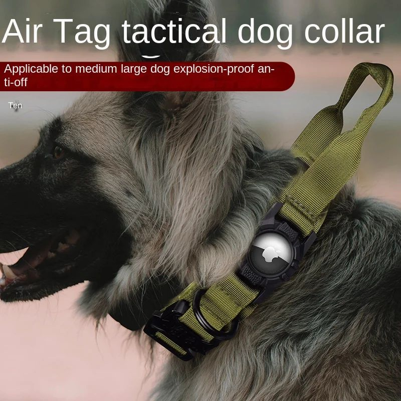 Pet Accessories Outdoor GPS Tracking Air Tag Dog Training Collars with Handle High Quality Nylon Adjustable Tactical Collar Set Pet Collar