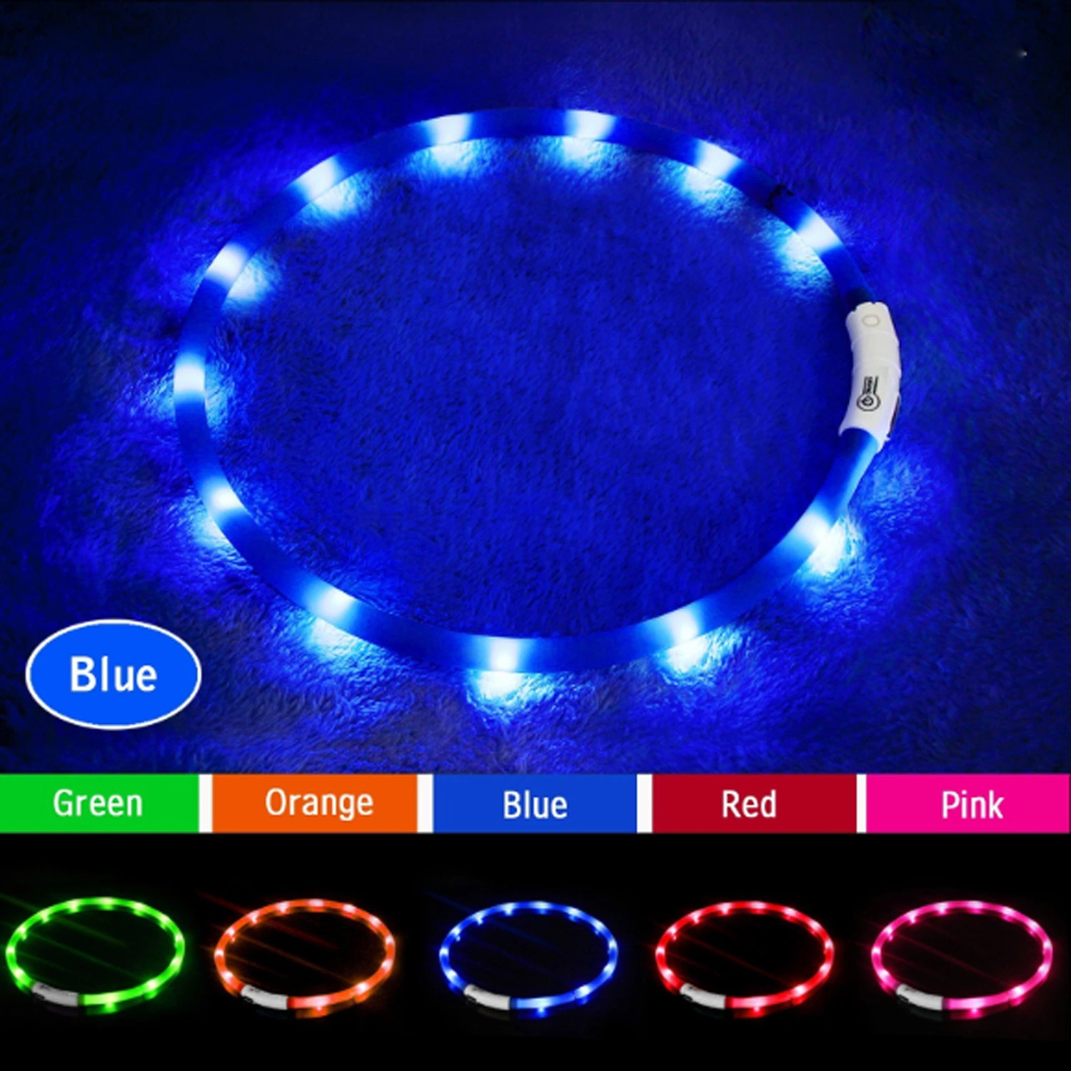 LED Glow Dog Collar USB Rechargeable Light up Collar Improved Pet Safety &Visibility at Night