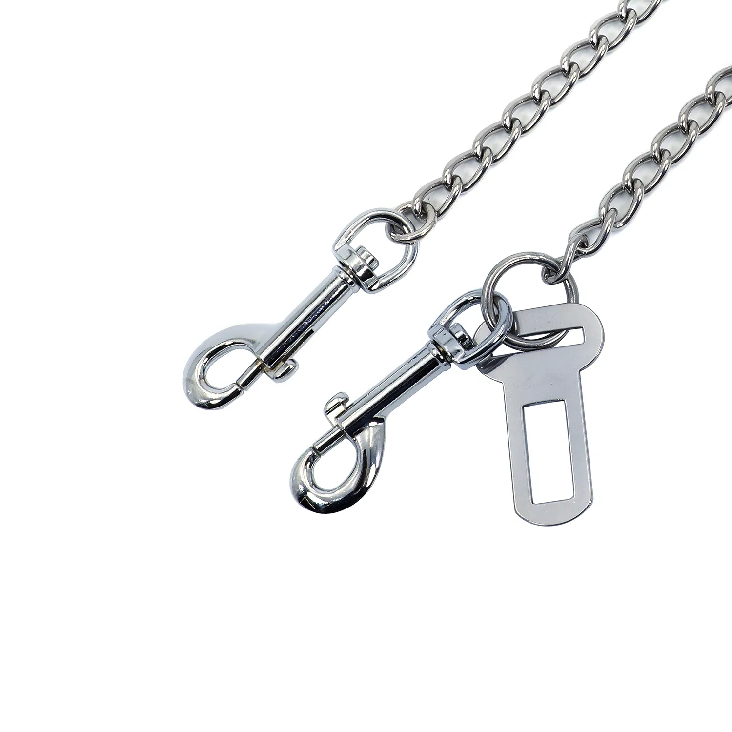 Two Ends Snap Hook Stainless Steel Pet Chain Dog Collar with Buckle for Safety Seat