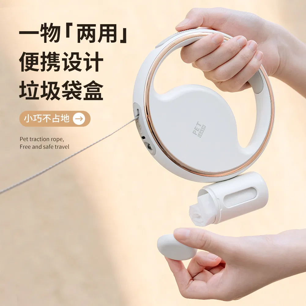 Retractable Pet Leash Ring 3.0m with Garbage Bag Box Highlight Lighting Tape