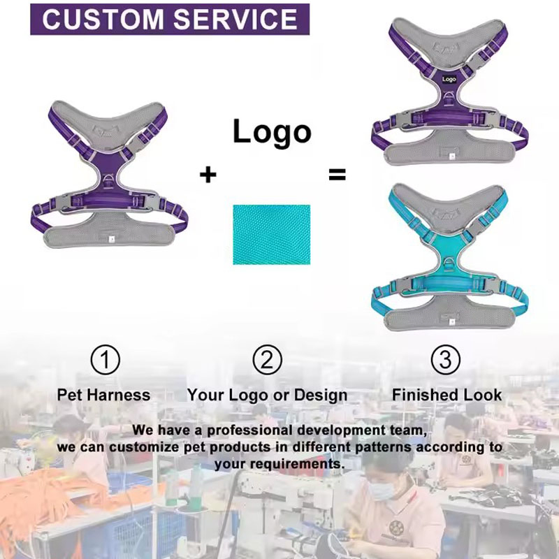 Wholesale Adjustable Outdoor Reflective Oxford Mesh Padded Dog Chest Back Straps (CFPTS25008)