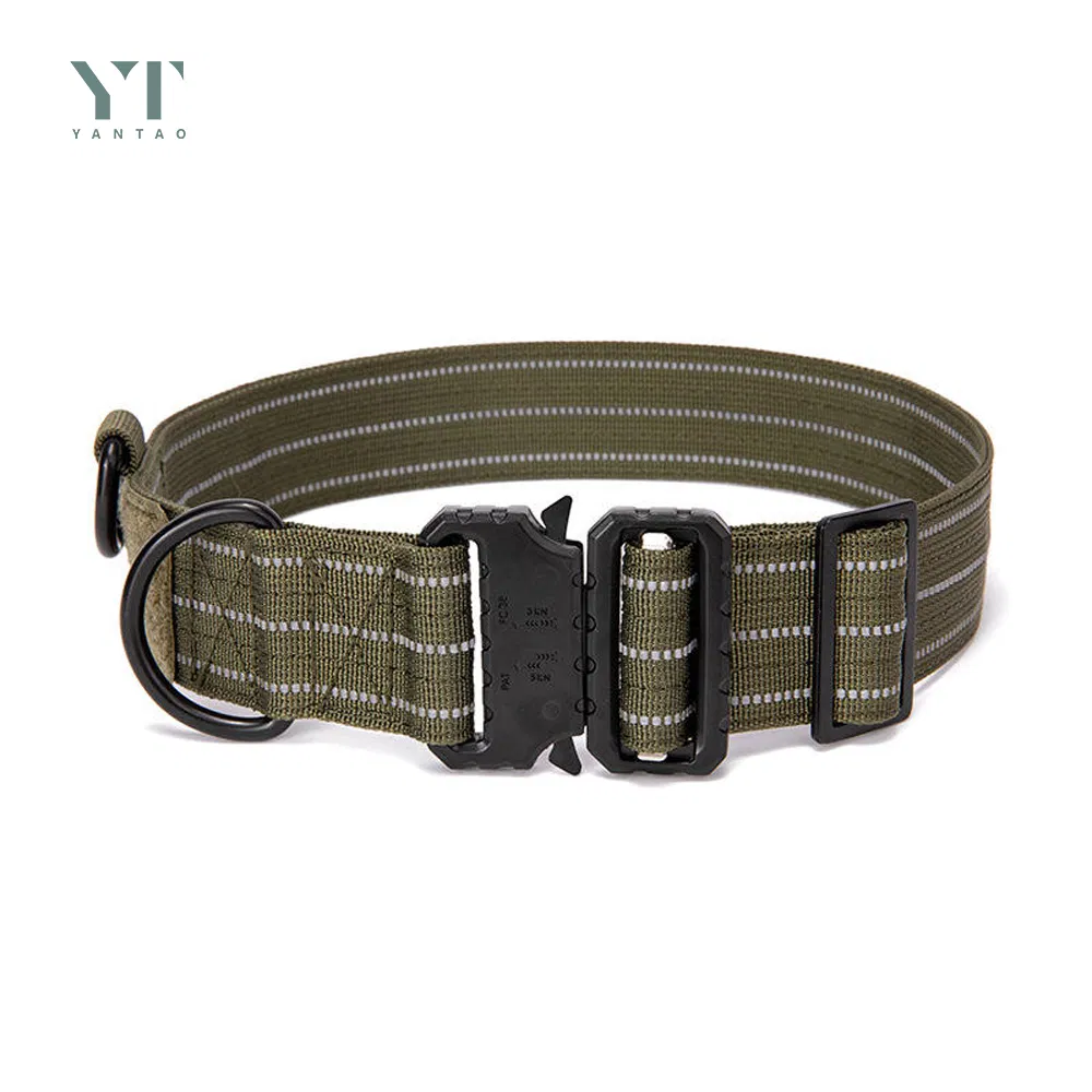 Wholesale Adjustable Deluxe Reflective Pet Tactical Training Collar Nylon Heavy Duty Dog Collar for Medium Dogs