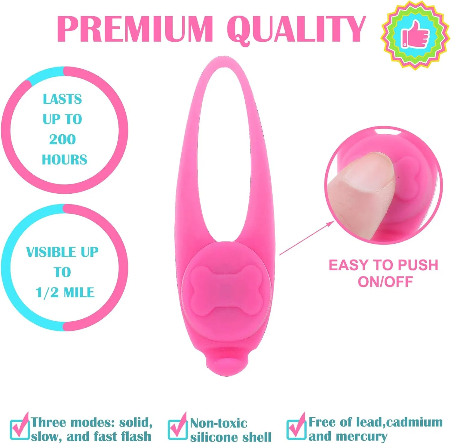 Pet Supplies LED Dog Silicone USB Rechargeable Colorful Light Anti-Lost Collar Pendant