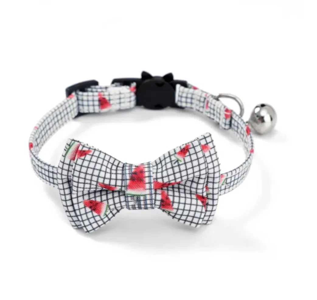 New Pet Collar Cat Face Safety Button Cat Bell Collar Cat Bow Tie Collar