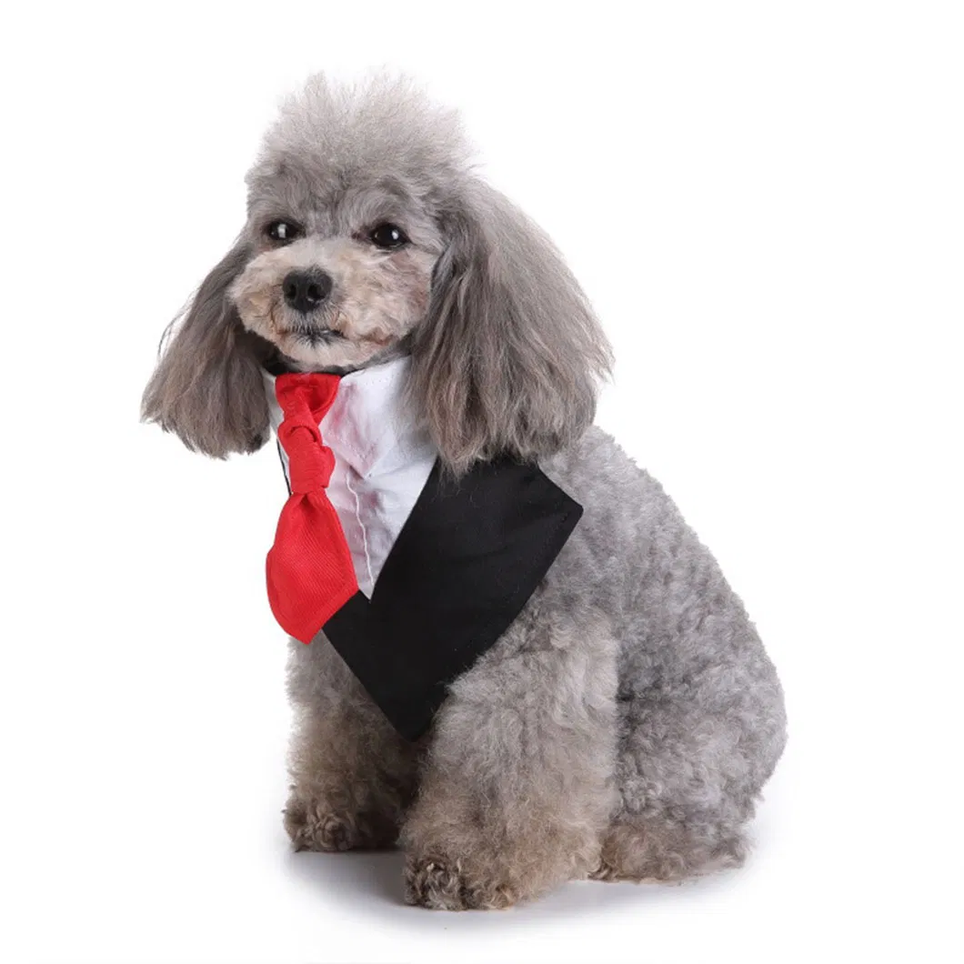Gentleman Suit Wedding Dog Shirt Formal Stylish Pet Bow Tie Costume High-End Striped Tuxedo