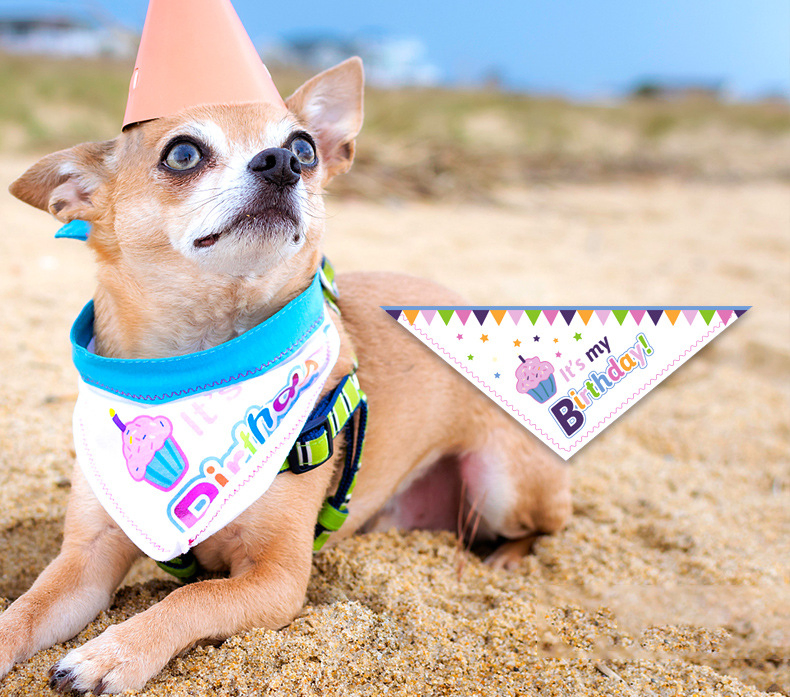 Custom Logo Printing Polyester Fabric Triangle Scarf Pet Collar Dog Bandana with Adjustable Size