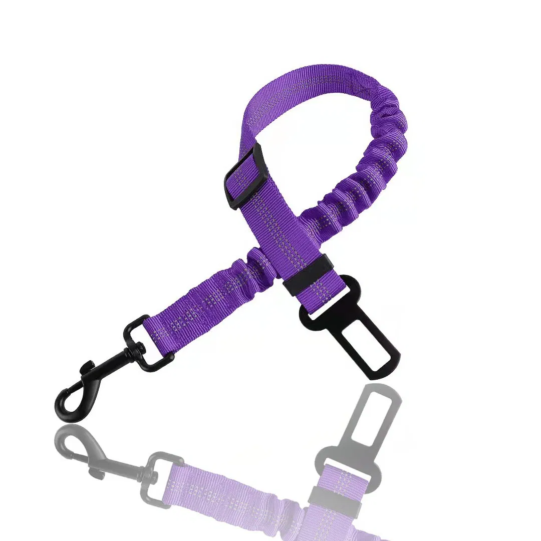 Hanyang New Nylon Reflective Retractable, Adjustable Shock Absorbing Seat Belt Pet Safety Seat Belts with Elastic Bungee Buffer and Restraint for Vehicle