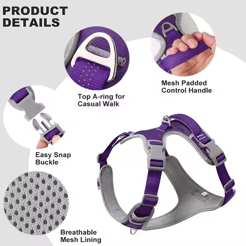 Wholesale Adjustable Outdoor Reflective Oxford Mesh Padded Dog Chest Back Straps (CFPTS25008)