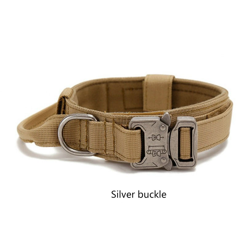 Quick Release Nylon Solid Pet Collar Adjustable Training Tactical Dog Collar with Control Handle