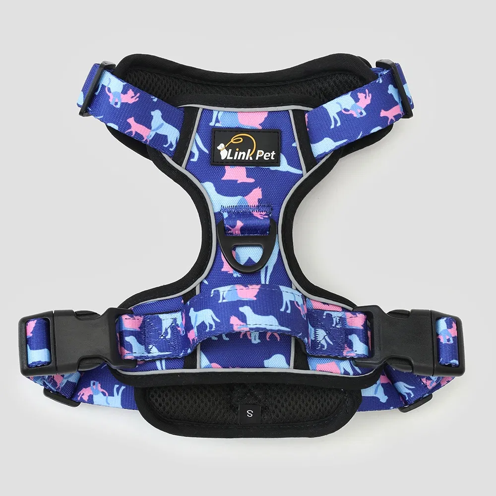 Custom Pattern Printed Pet Harness Vest with Easy Control Handle Breathable Mesh Inner Waterproof Harness in Bulk Order Personalized Dog Harness