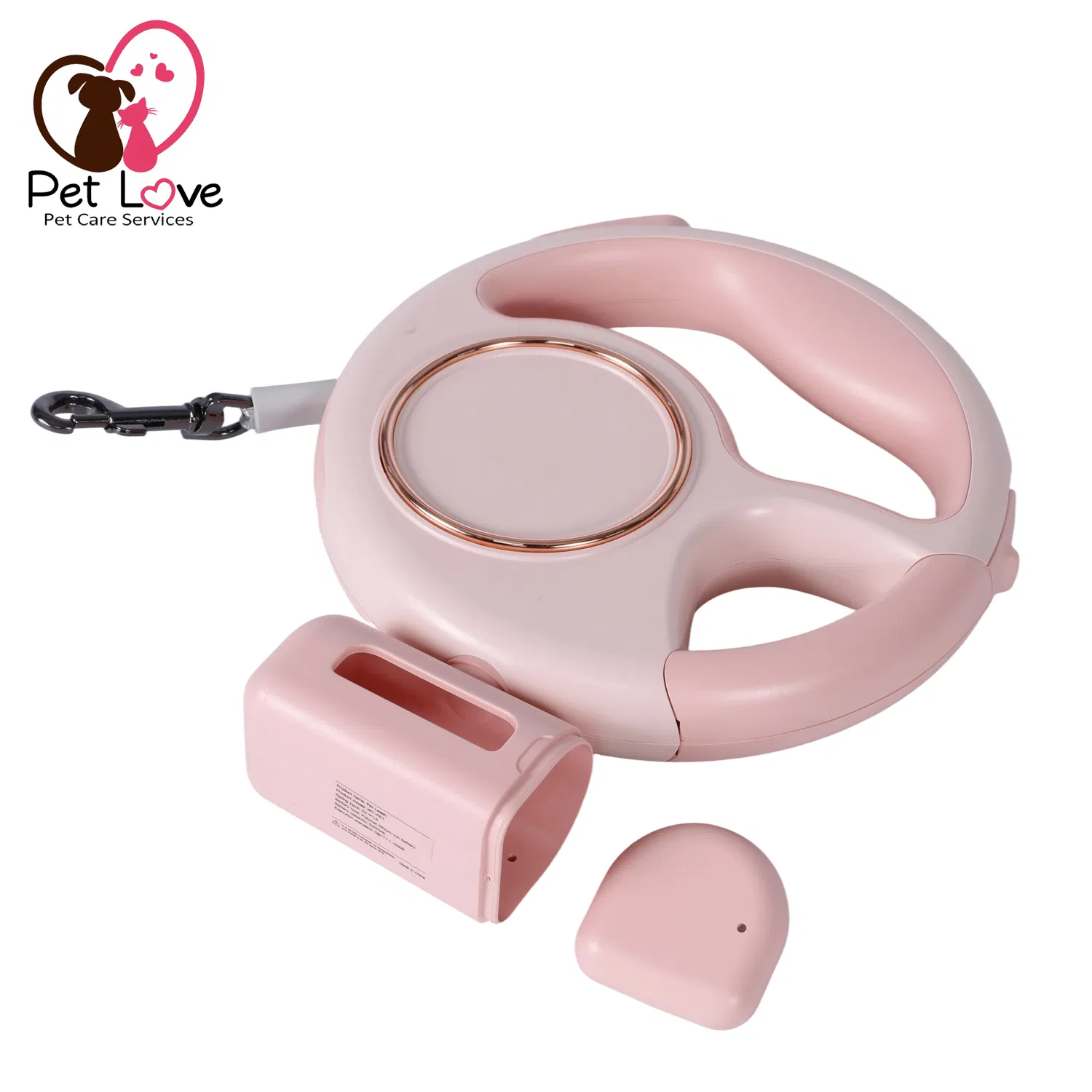 Pet Leash with LED Light and Waste Bag Holder