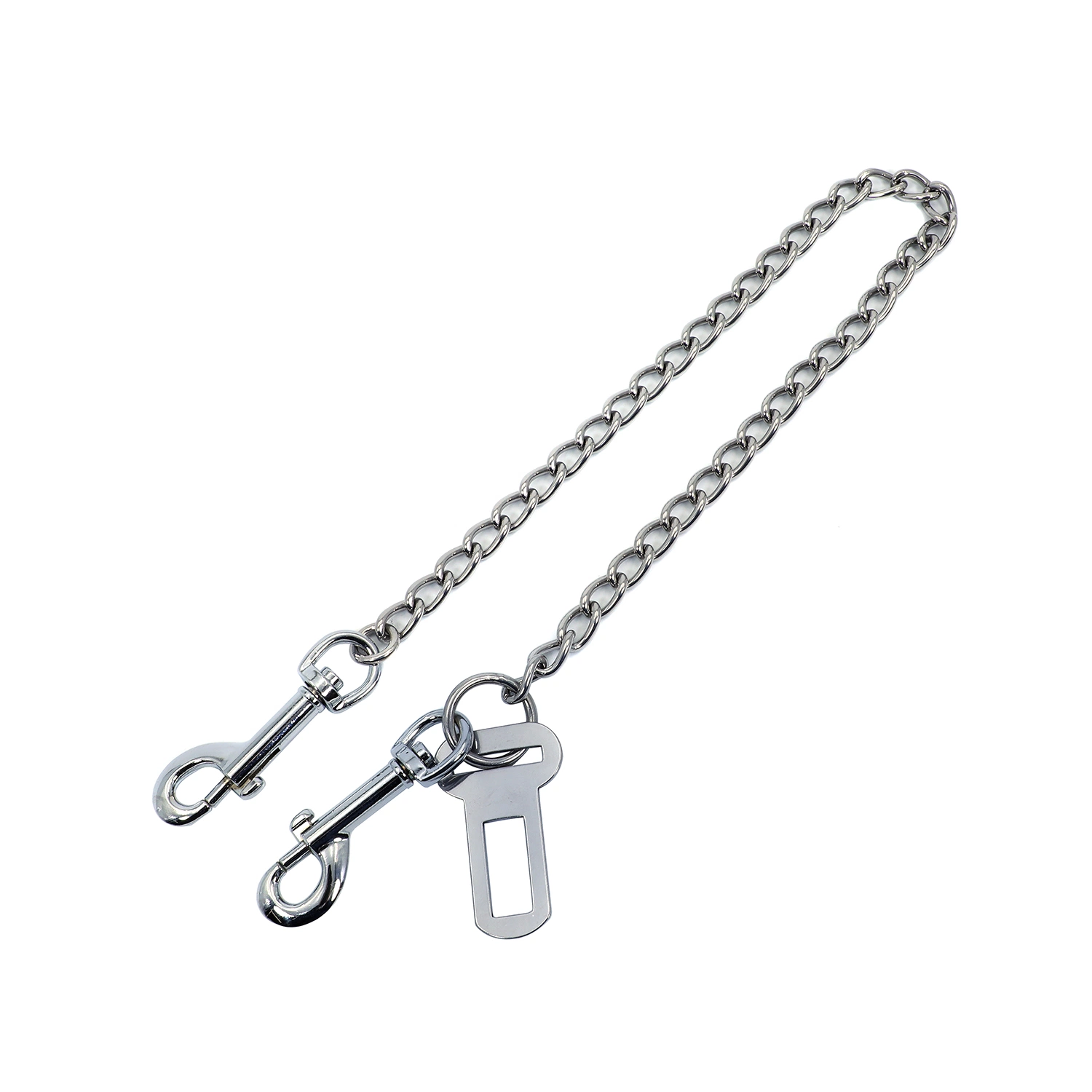 Two Ends Snap Hook Stainless Steel Pet Chain Dog Collar with Buckle for Safety Seat