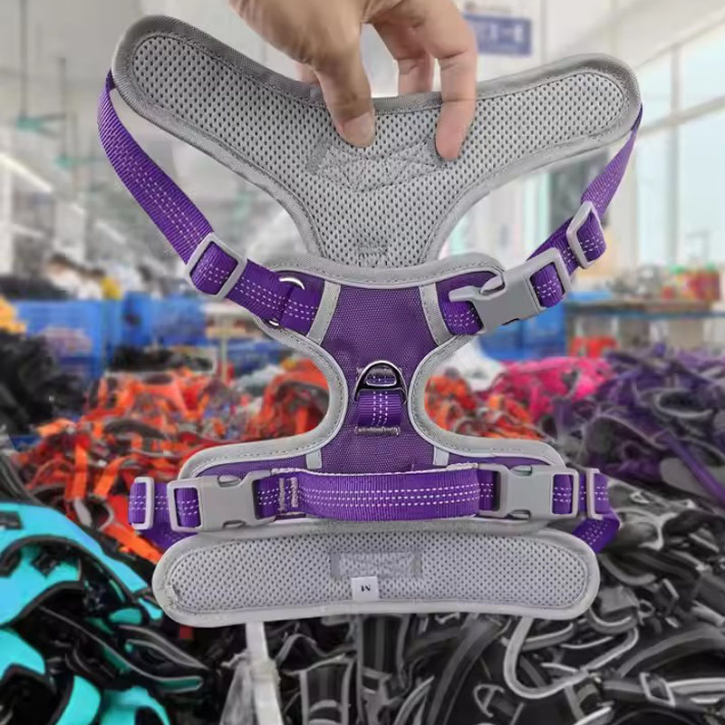 Wholesale Adjustable Outdoor Reflective Oxford Mesh Padded Dog Chest Back Straps (CFPTS25008)