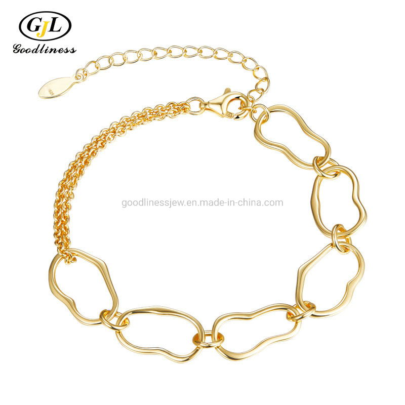 S925 Silver Irregular Double Layered Simple Chain French Style