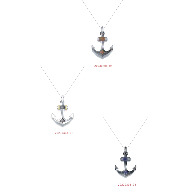 Men's Necklace Hipster Vintage Anchor T-Shirt with Niche Design Sterling Silver Pendant Hip Hop Hipster Handsome Male Adornment