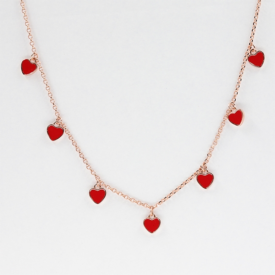 OEM/ ODM Manufacturer 925 Sterling Silver Enamel Heart Necklace in Guangzhou