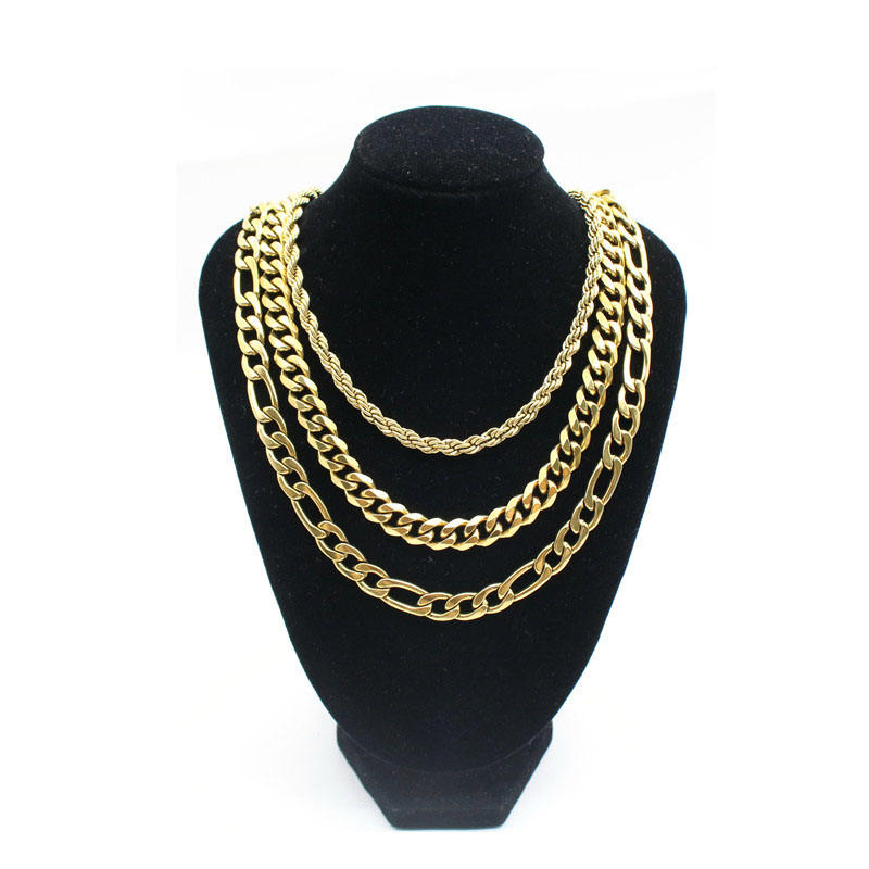 Multi-Layered Necklaces Set for Men Square Pendant Wrist Chain Necklace Jewelry