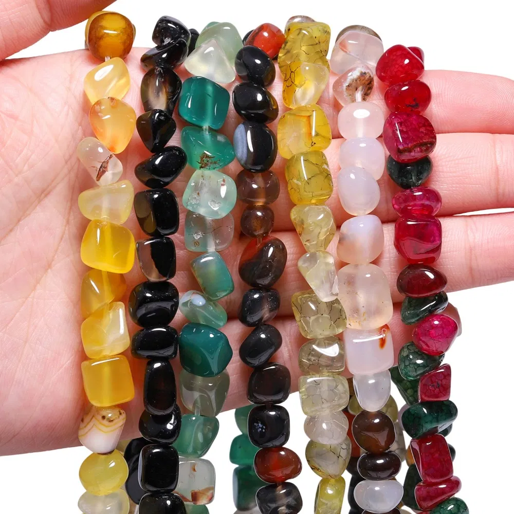 8X10mm Irregular Natural Tumbled Jewelry Crystal Chalcedony Necklace Stringing Onyx Agate Beads
