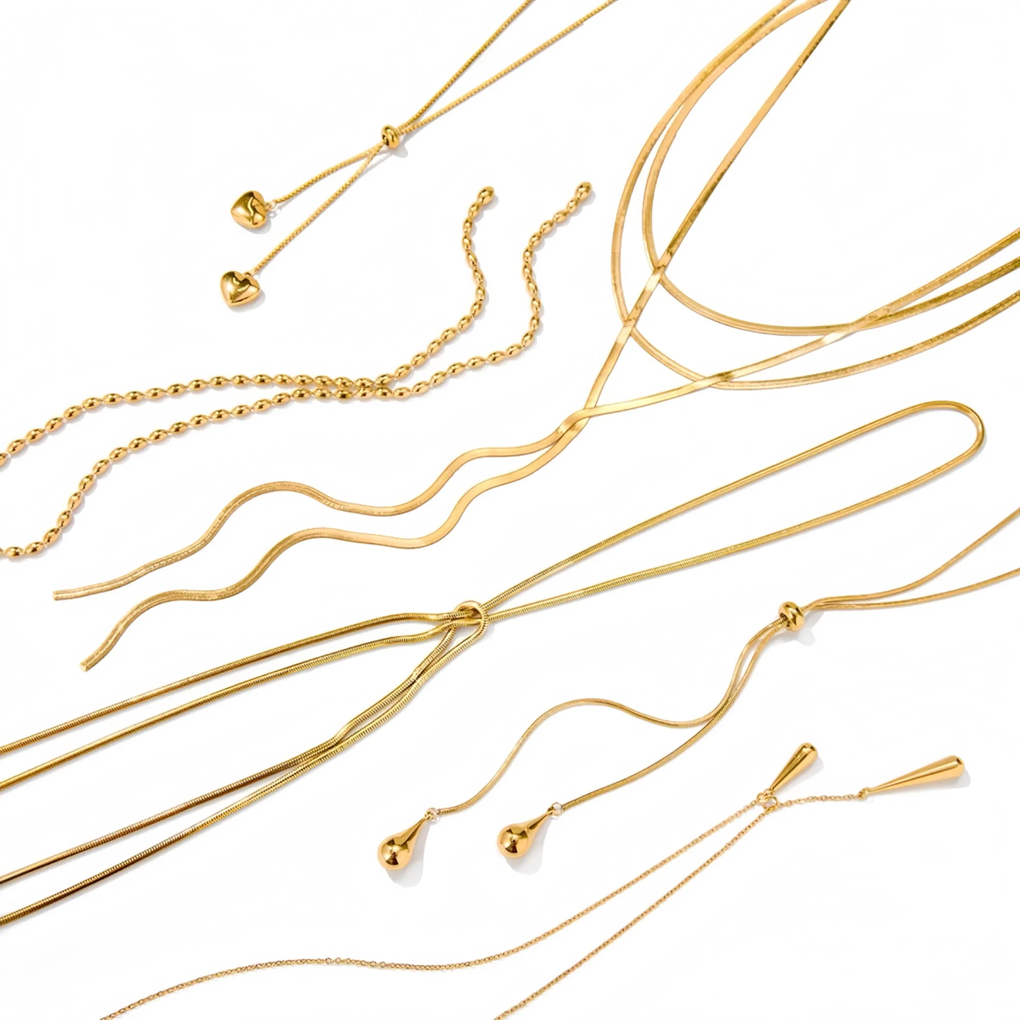 Fashion 18K Gold Long Sweater Chain Necklace with Delicate Y Design