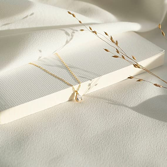 Diamond Necklaces for Women, Dainty Gold Necklace 14K Gold Plated Long Lariat Necklace for Women Trendy Gold Necklace Jewelry Gifts for Girls