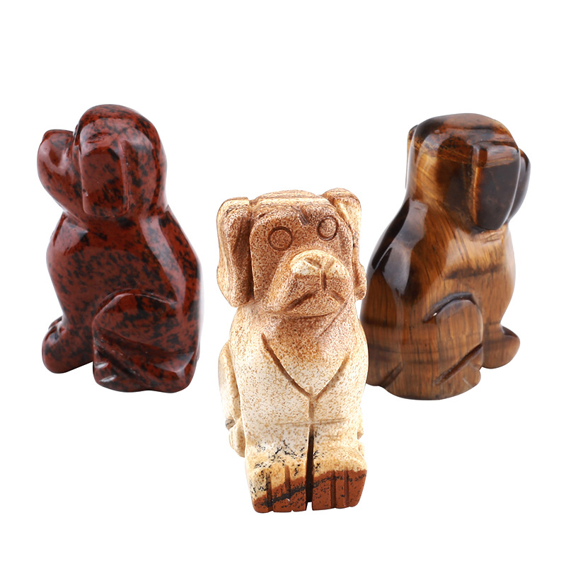 Natural Gemstone Hand Made Craft Dog Crystal