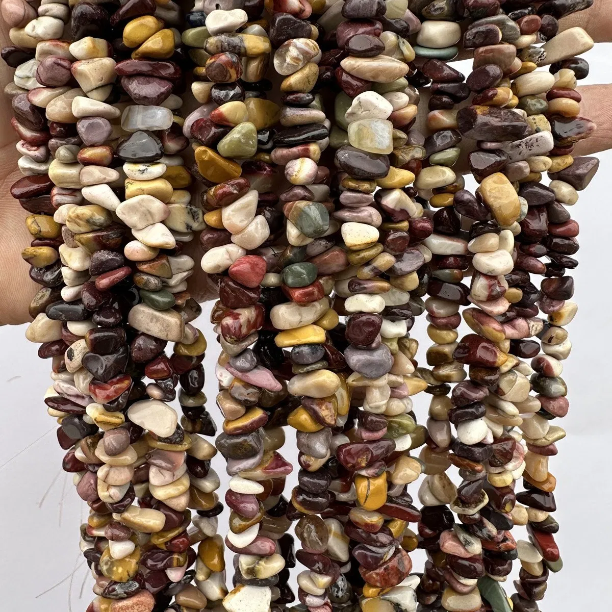 Natural Loose Jewelry Tumbled Stone Mookaite Jasper Silver Obsidian Gemstone Chip Beads