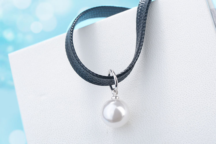 Necklace Short Black Rope Pearl Pendant Wholesale Choker