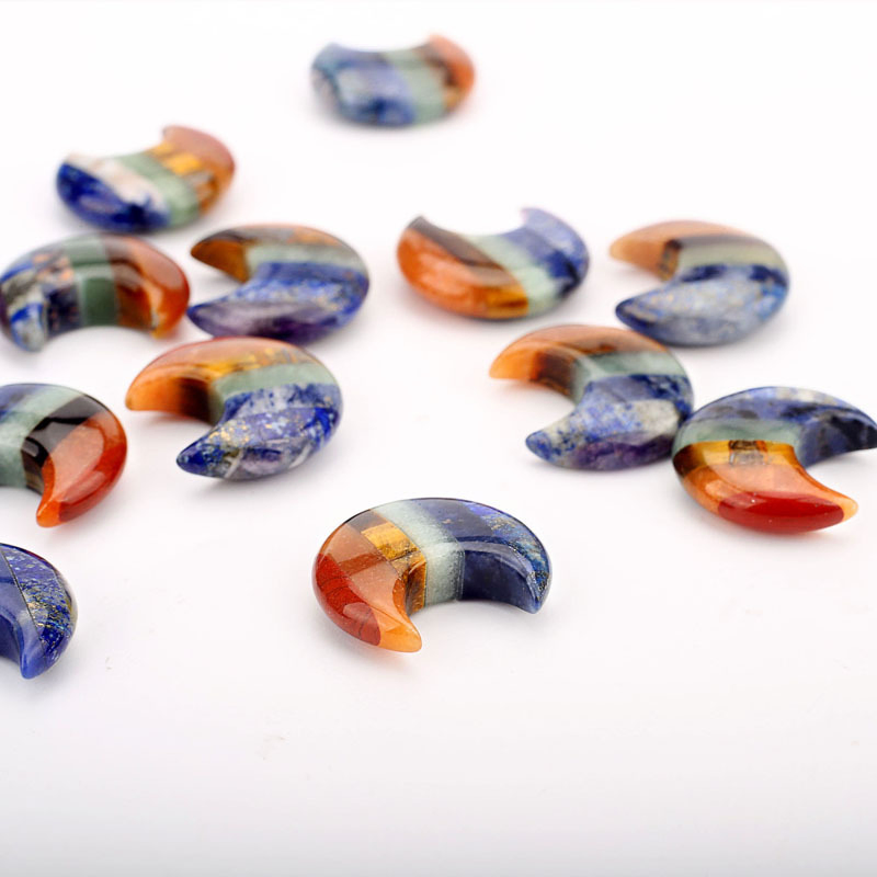 Gemstone Agate Carving Tiny Moon Seven Chakra Crystals Crescent
