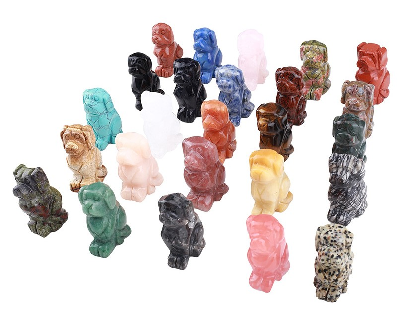 Natural Gemstone Hand Made Craft Dog Crystal
