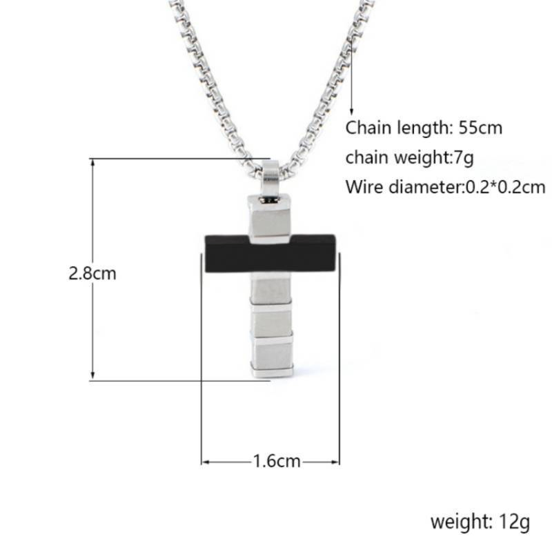 Stainless Steel Black Cross Pendant for Men